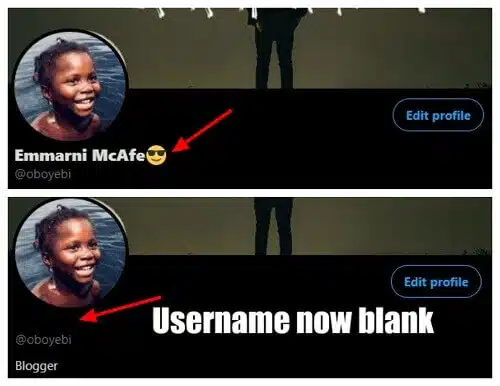 Twitter blank name