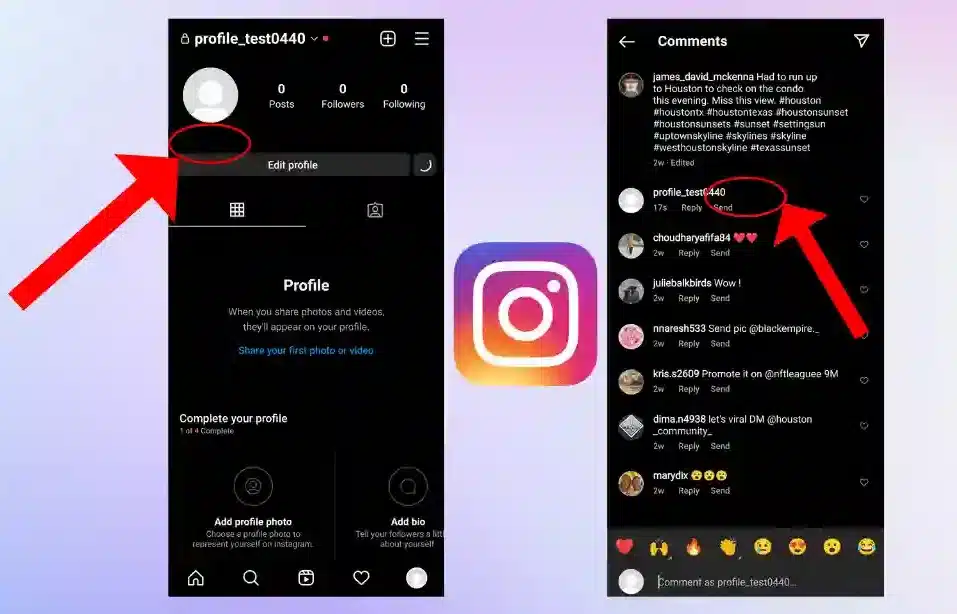 Invisible letters for instagram