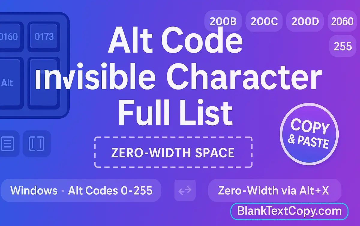 Alt Code Invisible Character