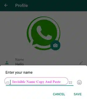 Copy paste blank name in Whatsapp