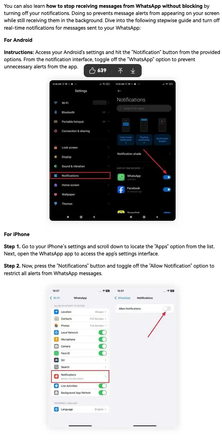 Turn Off WhatsApp Notifications