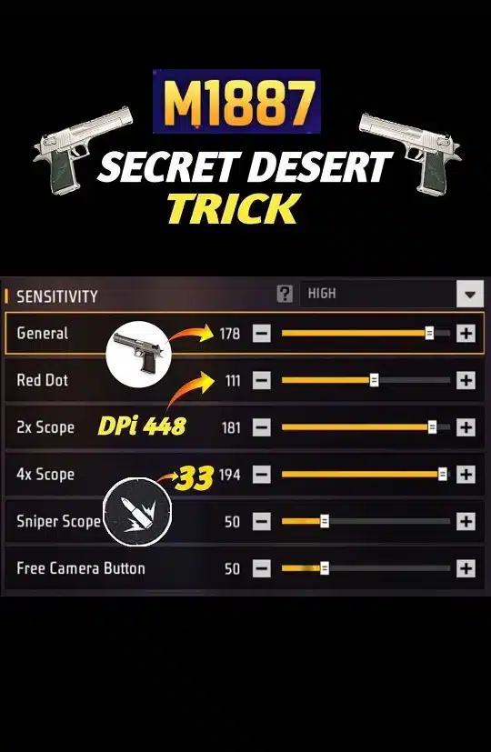 Free Fire M1887 & Desert sensitivity